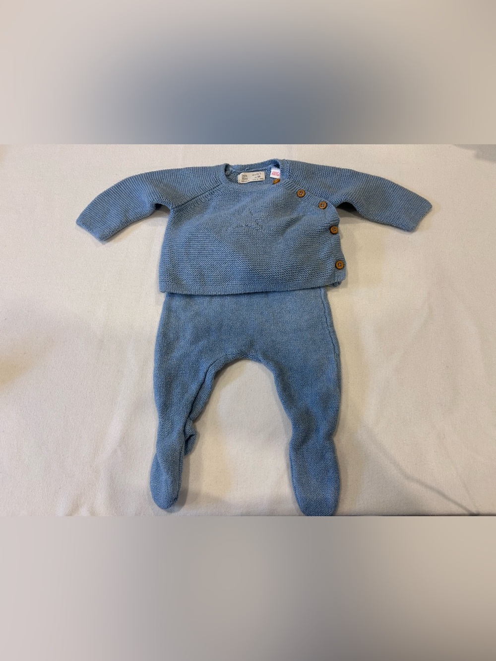 Blue baby newborn Zara sweater outfit